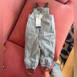 Mini A Ture Light Gray insulated snow bibs Overalls 18mo NWT